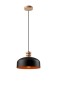 Preview: Bioledex Pendelleuchte 2-Farben-Design 30cm E27 schwarz-orange Metall, Holz