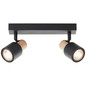 Preview: Brilliant Pini Spotbalken, 2-flammig GU10 Schwarz Holz FSC® 10146/76