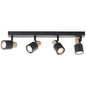 Preview: Brilliant Pini Spotbalken, 4-flammig GU10 Schwarz Holz FSC® 10147/76