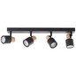 Preview: Brilliant Pini Spotbalken, 4-flammig GU10 Schwarz Holz FSC® 10147/76