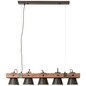 Preview: Brilliant Plow Pendelleuchte, 5-flammig E27 Schwarz Stahl Holz FSC® 82175/46