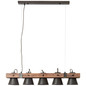 Preview: Brilliant Plow Pendelleuchte, 5-flammig E27 Schwarz Stahl Holz FSC® 82175/46
