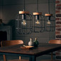 Preview: Brilliant Gwen Pendelleuchte, 3-flammig (Balken) E27 Antik Holz Schwarz Korund FSC® 99256/66