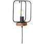 Preview: Brilliant Tosh Wandleuchte mit Zuleitung E27 Antik Holz Schwarz Korund FSC® 99499/66