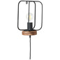 Preview: Brilliant Tosh Wandleuchte mit Zuleitung E27 Antik Holz Schwarz Korund FSC® 99499/66