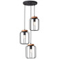 Preview: Brilliant Tosh Pendelleuchte, 3-flammig (Rondell) E27 Antik Holz Schwarz Korund FSC® 99502/66