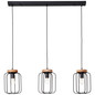 Preview: Brilliant Tosh Pendelleuchte, 3-flammig (Reihe) E27 Antik Holz Schwarz Korund FSC® 99503/66