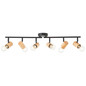 Preview: Brilliant Kerry Spotrohr, 6-flammig E27 Schwarz Natur 99716/76