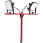Preview: e2 LED Baustellenstrahler, Fluter mit Stativ 2x 50W tageslichtweiss 6000K IP65 Rot Aluminium 172x87cm
