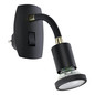 Preview: Eglo LED Steckdosenspot Parrini GU10 4,5W warmweiss 3000K Schwarz Messing Stahl 10x7cm 300912