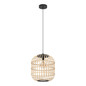 Preview: Eglo Pendelleuchte Bordesley E27 Schwarz Natur Stahl Holz Ø35cm 43216