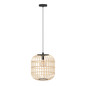 Preview: Eglo Pendelleuchte Bordesley E27 Schwarz Natur Stahl Holz Ø35cm 43216