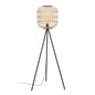 Preview: Eglo Stehleuchte Bordesley E27 Schwarz Natur Stahl Holz 139cm 43219