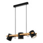 Preview: Eglo Pendelleuchte Hornwood 3-flammig E27 Schwarz Creme Braun Stahl Holz 78x21cm 43517