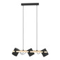 Preview: Eglo Pendelleuchte Hornwood 3-flammig E27 Schwarz Creme Braun Stahl Holz 78x21cm 43517