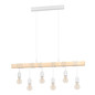 Preview: Eglo Pendelleuchte Townshend 6-flammig E27 Weiss Braun Stahl Holz 100x10cm 43705