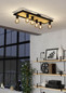 Preview: Eglo Deckenleuchte Consett 6-flammig E27 Schwarz Braun Stahl Holz 78x25cm 43724
