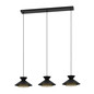 Preview: Eglo Pendelleuchte Grizedale 3-flammig E27 Schwarz Messing Stahl 96x26cm 43886