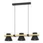 Preview: Eglo Pendelleuchte Maccles 3-flammig E27 Schwarz Braun Stahl Holz 78x18cm 43956