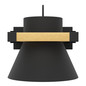 Preview: Eglo Wandleuchte Maccles E27 Schwarz Braun Stahl Holz 18x15cm 43958