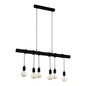 Preview: Eglo Pendelleuchte Townshend 6-flammig E27 Schwarz Stahl Holz 100x10cm 44062