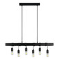 Preview: Eglo Pendelleuchte Townshend 6-flammig E27 Schwarz Stahl Holz 100x10cm 44062