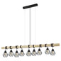 Preview: Eglo Pendelleuchte Townshend 5 9-flammig E27 Schwarz Braun Stahl Holz 150x20cm 44077