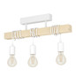 Preview: Eglo Deckenleuchte Townshend 3-flammig E27 Weiss Braun Stahl Holz 55x26,5cm 44082
