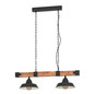 Preview: Eglo Pendelleuchte Oldbury 2-flammig E27 Schwarz Braun rustikal Stahl Holz 86x26cm 44085