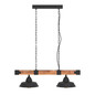 Preview: Eglo Pendelleuchte Oldbury 2-flammig E27 Schwarz Braun rustikal Stahl Holz 86x26cm 44085