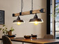 Preview: Eglo Pendelleuchte Oldbury 2-flammig E27 Schwarz Braun rustikal Stahl Holz 86x26cm 44085