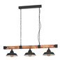 Preview: Eglo Pendelleuchte Oldbury 3-flammig E27 Schwarz Braun rustikal Stahl Holz 118x26cm 44086