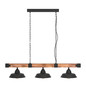 Preview: Eglo Pendelleuchte Oldbury 3-flammig E27 Schwarz Braun rustikal Stahl Holz 118x26cm 44086