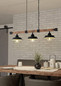 Preview: Eglo Pendelleuchte Oldbury 3-flammig E27 Schwarz Braun rustikal Stahl Holz 118x26cm 44086