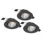 Preview: Eglo LED Einbauspot Saliceto 3-flammig dimmbar 3x 4,8W warmweiss 2700K Schwarz Aluminium Ø9cm 900747