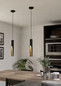 Preview: Eglo LED Pendelleuchte Barbotto GU10 4,5W warmweiss 3000K Schwarz Gold Stahl Ø6cm 900872