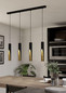 Preview: Eglo LED Pendelleuchte Barbotto 4-flammig GU10 4x 4,5W warmweiss 3000K Schwarz Gold Stahl 92,5x6cm 900873