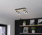 Preview: Eglo LED Deckenstrahler Rielves 2-flammig 2x 4,2W warmweiss 3000K Braun Schwarz Holz Stahl 28x17,5cm 901203