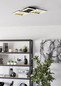 Preview: Eglo LED Deckenleuchte Calliera dimmbar 20W neutralweiss 4000K Schwarz Messing Stahl 59,5x31cm 901222