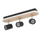 Preview: Eglo LED Deckenstrahler Rimbocchi 20W warmweiss 3000K Schwarz Braun Satiniert Stahl 46x15cm 901633