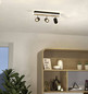 Preview: Eglo LED Deckenstrahler Rimbocchi 20W warmweiss 3000K Schwarz Braun Satiniert Stahl 46x15cm 901633