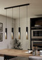 Preview: Eglo LED Pendelleuchte Barbotto 4-flammig GU10 4x 4,5W warmweiss 3000K Schwarz Braun Stahl Holz 92,5x6cm 901733