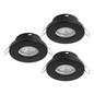 Preview: Eglo LED Einbauspot Favazzina 3-flammig GU10 3x 4W warmweiss 2700K IP44 Schwarz Klar Stahl Glas Ø8,5cm 901758