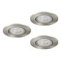 Preview: Eglo LED Einbauspot Barranco 3-flammig 3x 4,8W CCT warm-/neutral-/tageslichtweiss 2700/4000/6500K Nickel-matt Ø9cm 902268