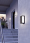 Preview: Eglo LED Außen-Wandleuchte Genovese 10W CCT warm-/neutral-/tageslichtweiss 3000/4500/6000K IP65 Schwarz-struktur Klar Aluminium mit Gitter 24x14cm 902418