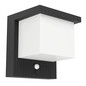 Preview: Eglo LED Solar-Wandleuchte Frigento 7W warmweiss 3000K Bewegungsmelder IP44 Schwarz-struktur Milchweiss Aluminium mit Sensor 15x14cm 902433