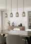Preview: Eglo Pendelleuchte Alobrase 4-flammig E27 Chrom Schwarz-transparent Stahl Glas bedampft 108x15cm 98616