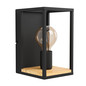 Preview: Eglo Wandleuchte Libertad E27 Schwarz Braun Stahl Holz 24x14cm 99796