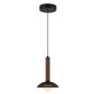 Preview: Elstead Arden LED Pendelleuchte dimmbar warmweiss 6W Mattschwarz-Walnuss Alu Stahl Opalglas Ø15cm