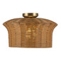 Preview: Elstead Kai Deckenleuchte E27 Gold gebürstet Stahl Rattan Ø41cm